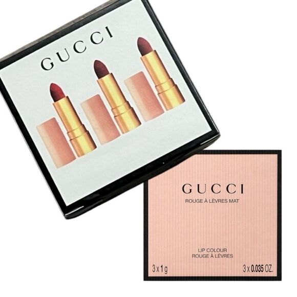 GUCCI Mini Matte Lipstick Set - Luxe 3-Piece Collection - Picture 1 of 16